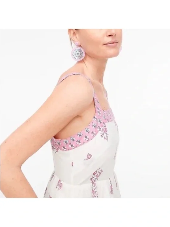 J.Crew Maxi Dress Womens White Pink Floral Block Print -- Sz 16 - Picture 5 of 5